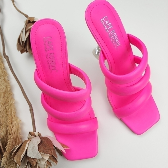 Cape Robbin Pink Square Toe Strappy Mule Heels Size 7m - Picture 2 of 9